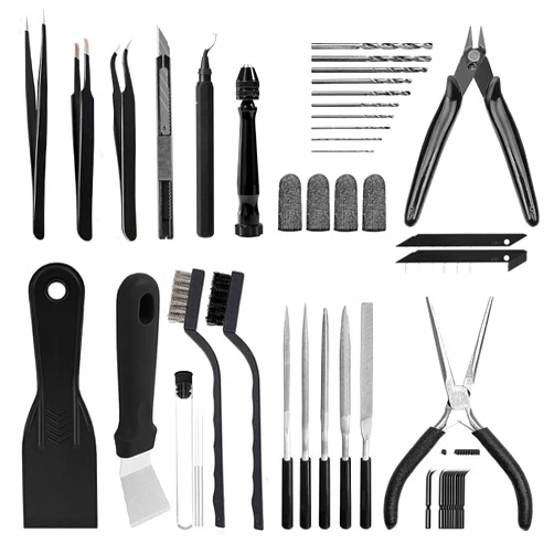Lankki 62Pcs 3D Printer Tool Kit, 3D Printing Accessories Includes Nozzle Cleaning Kit, Deburring Tools, Removal Tools, Needle Files, Brushes, Cutters, Craft Knife, Tweezers, Drills for 3D Prints Finishing