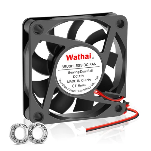 Wathai 60x60x15mm 60mm 12V Dual Ball 2Pin High Speed DC Exaust Cooling Fan