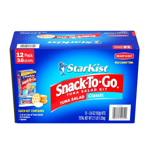 StarKist Snack-To-Go Ready to Eat Meals Tuna Salad Kit, 3.6 oz (12 Pack) Classic Tuna Salad with Crackers Kit.