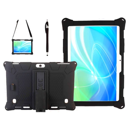 AIJAKO 10.1 Inch Silicone Case for Dragon Touch Notepad K10/Max10/Max10 Plus,FLYINGTECH 10,Lectrus 10,ANTEMPER 10,TenYiDe TYD-109/108/107,FEONAL 10.1,MEIZE K105,WECOOL 10,YIERA 10,Shoulder Strap,Black