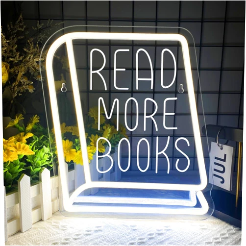 Gippro Read More Books Neon Signs for Wall Decor, Dimmable Book Student Classroom Light Sign,USB Powered for Bookstore Reading Room Library Museum Study Room Birthday Gifts(11 * 11.8in)