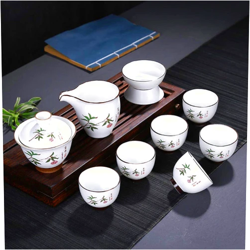 LWZYMX Chinese White Porcelain Tea Set Anti-Scattering Heat Tea Set Tea Set Teapot Office Household Drinking Utensils-As Shown