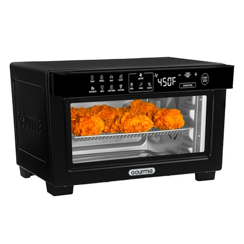 Gourmia Toaster Oven Digital Air Fryer - Convection Mode with 4 Slice Capacity, 3 Rack Positions, 12 Presets, Toast, Bagel, Bake, Roast, Broil, Dehydrate, Popcorn, Fits 9