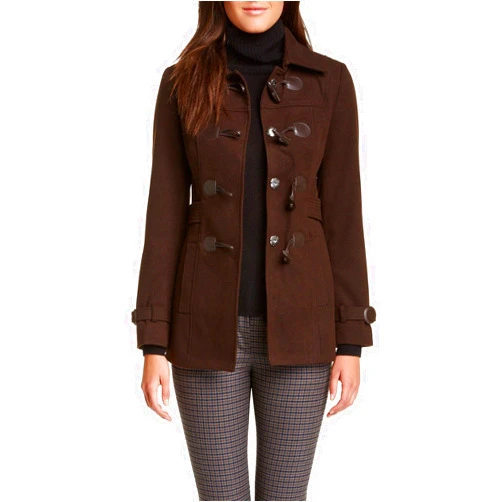 Vertigo Paris Women's Classic Duffle Style Toggle Coat - Coffee Bean - Small