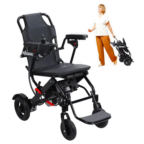 Bigougem Electric Wheelchair for Adults, Lightweight Foldable Wheelchair, 12 Miles Long Travel Range, All Terrain Motorized Wheelchair for Seniors Portable Black