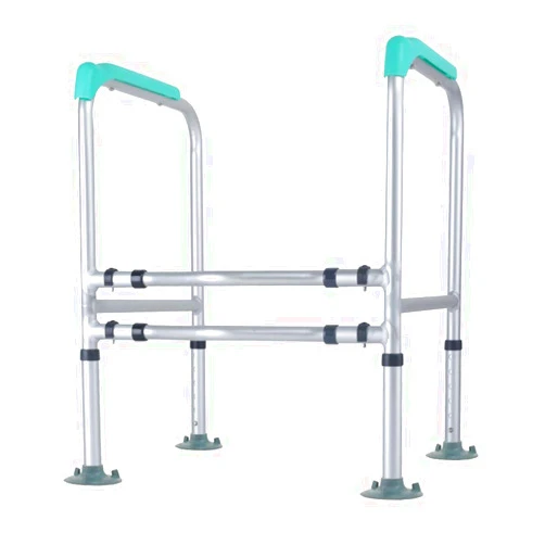 WAOBE Aluminium Walking Frame, Toilet Armrest Folding Lightweight Adjustable Height for Seniors Rollators, Portable Transit Travel Chair