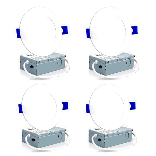 Meconard 4 Pack 4 Inch LED Recessed Ceiling Light with Junction Box, 3000K/4000K/5000K Selectable, 9W=75W 750LM, Dimmable Canless Downlights, ETL and Energy Star Listed