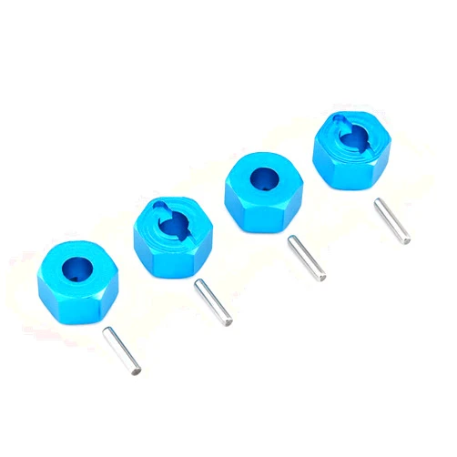 Hosim 12mm Wheel Hex Hub Mount and Pins Aluminum 7mm Thick for 1:10 Traxxas Slash 4x4 & HQ 727 RC Cars Replacement Upgrade Parts(4PCS Blue)