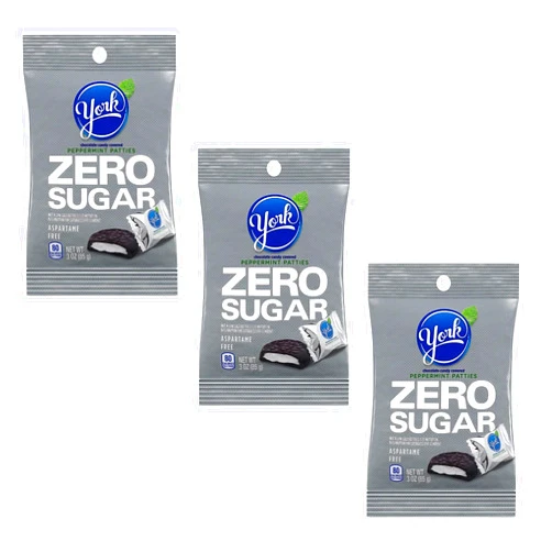 Smiling Sweets York Peppermint Patties Zero Sugar Dark Chocolate, Perfect for Stocking Stuffers, Great for Sharing with Friends and Family - 3oz (Pack of 3)