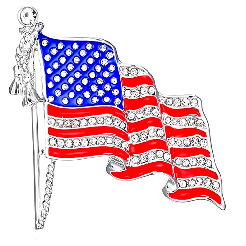 JUMOO Exquisite American flag brooch pins for women USA flag pin lapel us brooches pins for men Patriotic medal brooches