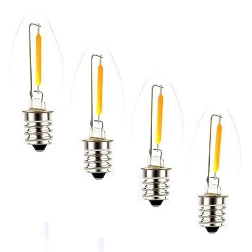Emotionlite Night Light Bulbs, C7 Candelabra LED Light Bulbs, E12 Chandelier Base, 4W 5W 6W 7W Incandescent Equivalent, Warm White, 2700K, Clear, 4 Pack