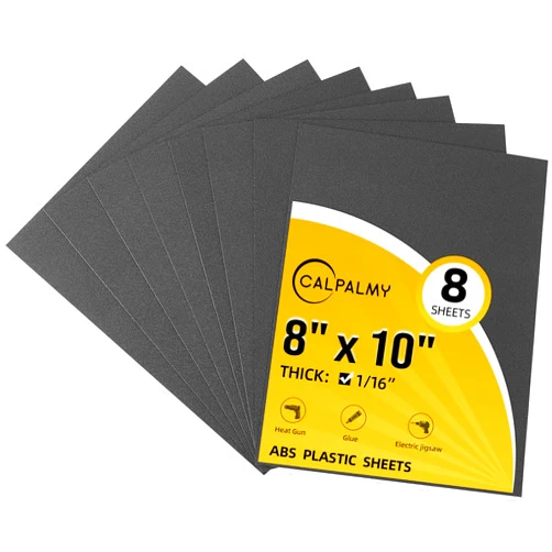 CALPALMY (8-Pack) CalPalmy ABS Plastic Sheets (Black) - 8” x 10” x 1/16” Plastic Sheet - Textured (Front) and Matte (Back) Surfaces - More Flexible and Moldable Than Acrylic Sheets - for Crafts and Decors