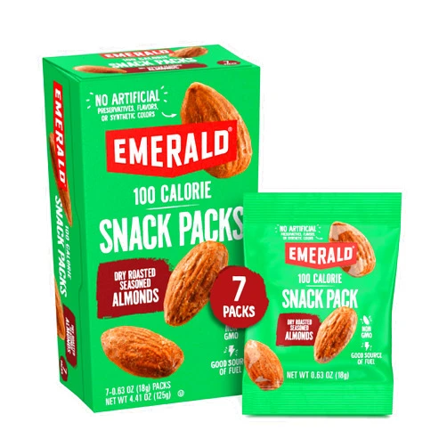 Emerald Nuts Dry Roasted Almonds 7ct (12-Pack), 100-Calorie Individual Packs, Kosher Certified, Non-GMO, Contains No Artificial Preservatives, Flavors or Synthetic Colors