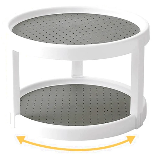 Kozloskyi Lazy Susan Organizer, 2 Tier Non Skid Spice Rack Turntable,360 Degree Rotating Seasoning Organizer, 10-Inch Spinning Organizer for Pantry Cabinet, Kitchen, Countertop, Vanity Display Stand
