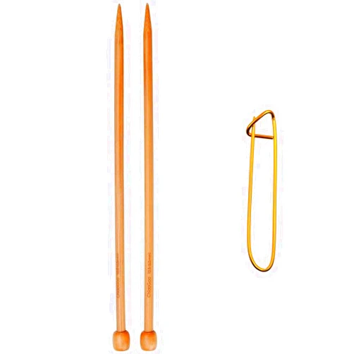 ChiaoGoo Knitting Needles Straight 13 inch (33cm) Bamboo Dark Patina Size US 7 (4.5mm) 1033-7 with Stitch Holder