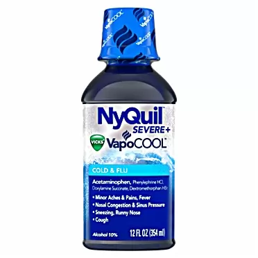 Vicks NyQuil SEVERE with VapoCOOL Nighttime Cough, Cold and Flu relief liquid, Berry, 12 Fl Oz