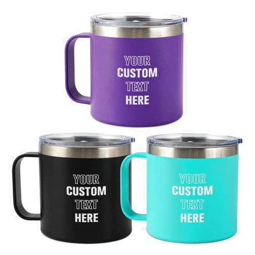 KrazeKK Personalized Insulated Coffee Tumbler - 14oz Engraved Stainless Steel Coffee Mug - Personalized Travel Mug with Handle and Lid - Ideal Customized Gift for Women, Men, Friends