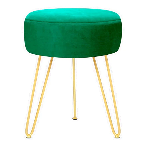 GERANT Multifunctional Vanity Stools - Velvet Round Ottoman Modern Dressing Stool -Upholstered Footrest Stool - Side Table Footstool with Golden Metal Leg for Living Room, Bedroom (Teal)