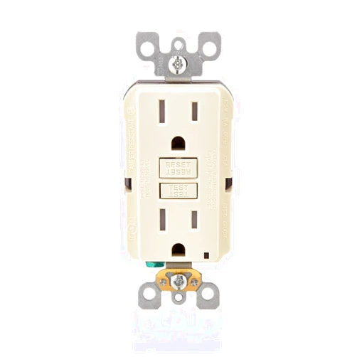 Leviton GFTR1-3T Smartest Self-Test SmartlockPro Slim GFCI Tamper-Resistant Receptacle with LED Indicator, 15-Amp, 3-Pack, Light Almond