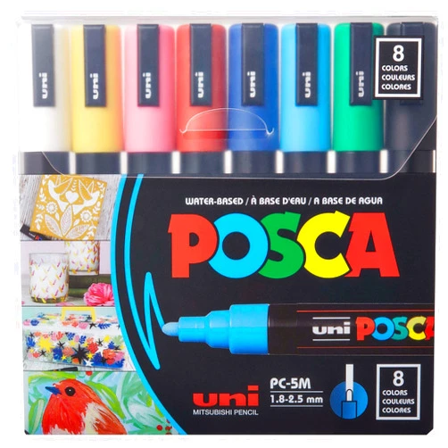 POSCA 8-Color Paint Marker Set, PC-5M Medium Multicolor