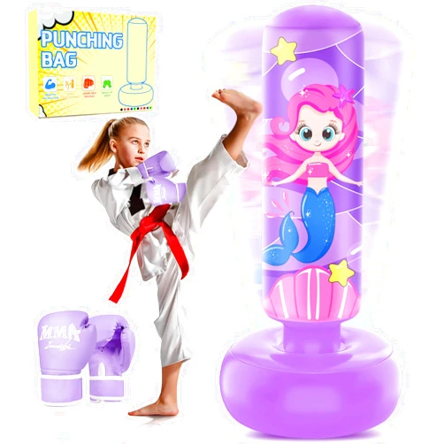 YORWHIN Inflatable Punching Bag for Kids 3 to 12, 67'' Boxing Bag with Stand Kicking Bag with Boxing Gloves, Kickboxing Bag for Training Boxing Sports Karate Taekwondo MMA