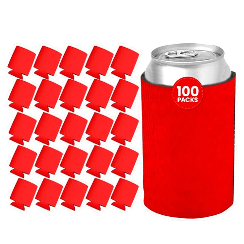 Gifts by Design 100 Ct of Kan-Tastic Can Cooler & Holder – Red – Soft, Flexible Foam Keeps Beer, Soda, Water Cool & Fresh – Great for Custom Designs for DIY Projects, Events, Company Promotions