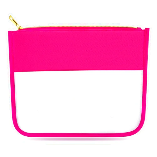LOKFAR Nylon Makeup Bag DIY Chenille Letter Clear Travel Zipper Pouch, Preppy Makeup Bag Clear Cosmetic Bag, Water-proof Makeup Travel Pouch Snack Bags for Women (Rose Red)