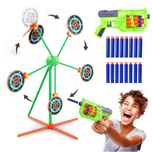 ReechTree RD-8 Toy Blaster Gun and Auto Reset Rotating Target Bundle
