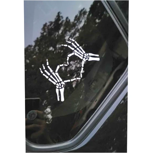 Zmoso Halloween Love Skull Hand Car Stickers, White Waterproof Cars Decals and Sticker for Bumper Rear Window Laptop, Automotive Decoration Accessories for Women Men