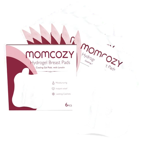 Momcozy Hydrogel Nipple Pads with Soothing Lanolin, Soothies Gel Nursing Pads Provide Instant Cooling Relief, Breastfeeding Essentials, 6 PCS