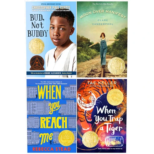 By Clare Vanderpool (Author), Christopher Paul Curtis (Author), Tae Keller (Author), Rebecca Stead (Author) & 1 more Newbery Medal Winner 4 Books Collection - Bud, Not Buddy; Moon Over Manifest; When You Reach Me; When You Trap a Tiger