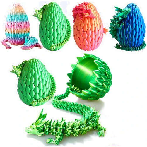 Qxbuhe 12inch 3D Printed Dragon Egg,Mystery Crystal Dragon Fidget Toys,Articulated Dragon,Home Desk Decor Easter Surprise Dinosaur Eggs,Adults Fidget Toys for Autism/ADHD (Turquoise)