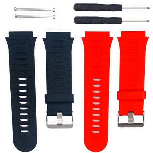 E ECSEM Compatible with Garmin Forerunner 920XT Bands, Replacement Soft Silicone Bands and Straps for Forerunner 920XT GPS Running Watch, with Free Installation Tools and Lugs Adapters (Black&Red)