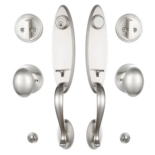 NEWBANG Double Door Handle Set Lock (Brushed Nickel)
