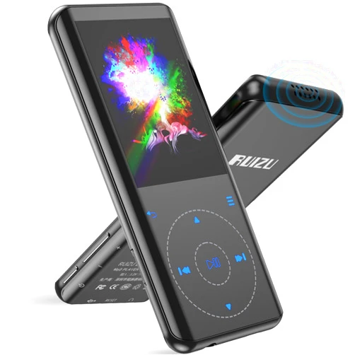 RUIZU 64GB MP3 Player with Bluetooth 5.3, 2.4-inch Curved Screen, Sport Music Player with Speaker Built-in, FM Radio, Voice Recorder, HiFi Digital Audio Video Shuffle Playback, up to 128GB TF Card