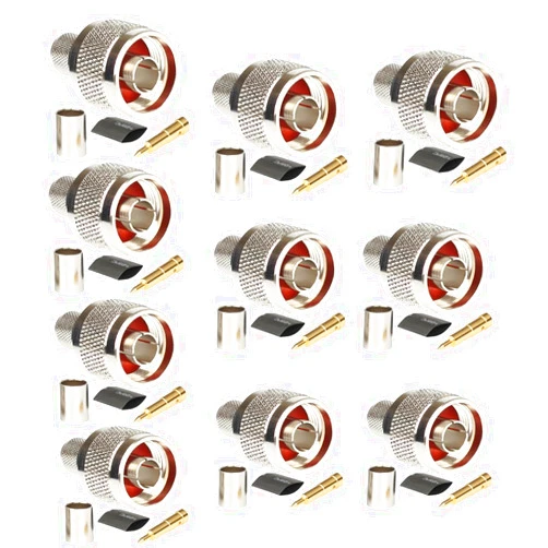 RFetomax Pack of 10 N Male Crimp Connector for LMR400 Belden 9913 RG8 Cable 50 Ohm
