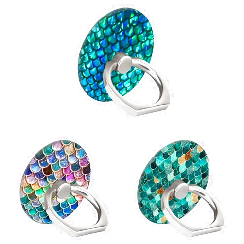 BF2JK Three Pack Cell Phone Ring Holder, 360°Rotation Finger Ring Stand Grip for Smartphones,Tablets,Pads (Mermaid Scale)
