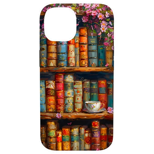 Books Coffee and Flowers Vintage Library iPhone 14 Books Coffee and Flowers Vintage Library Bibliomane lovers Case