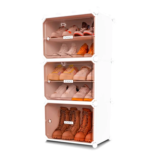 MAGINELS 6-Tier Shoe Rack,Plastic Shoe Cabinet. Shoe Storage with Door,Use in Entryway, Closets, Hallway,Bedroom. (19.3x12.6x37.8in) (6 Tier 12 pairs)