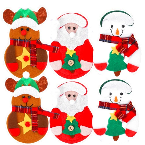 TINKSKY Kitchen Suit Silverware Holders Pockets Knifes Forks Bag Snowman Santa Claus Elk Christmas Party Decoration for Children 6pcs