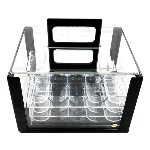 YH Poker Yuanhe 600 Chip Clear Acrylic Poker Chip Carrier-Includes 6 Chip Racks