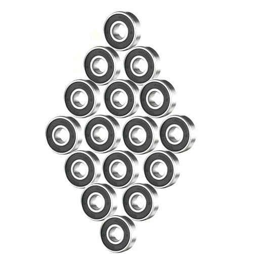 FLYDAZZLE 16 Pack 608-RS Ball Bearings Skateboard Bearings Double Rubber Sealed Shielded Miniature Deep Groove 608rs ABEC-9 Bearings for Skateboards Inline Skates Scooters Roller Blade Skates (8mm x 22mm x 7mm)