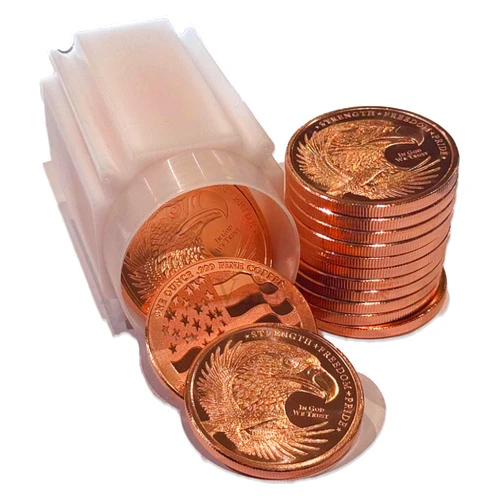 Generic 20pc x 1 oz Freedom Eagle flag copper round in storage tube