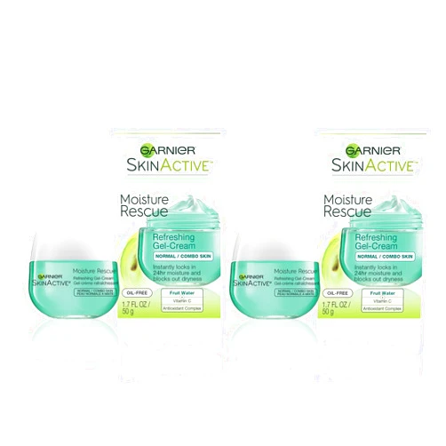 Garnier Moisture Rescue Refreshing Gel-Cream for Normal/Combo Skin, Oil-Free, 1.7 Oz (50g), 2 Count (Packaging May Vary)