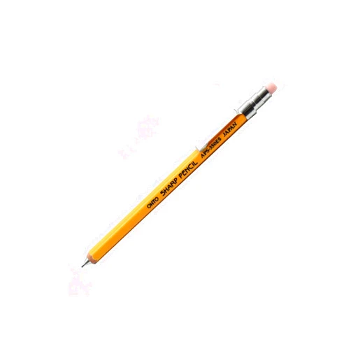 OHTO Mechanical Wood Pencil Type Mini Sharp with Eraser & Clip 0.5mm, Yellow Body (APS-350ES-Yellow)