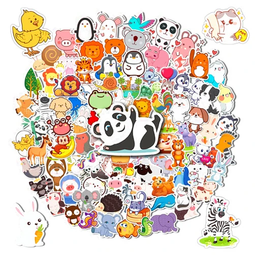 Reaeon Stickers for Kids, 100 pcs Water Bottle Stickers for Kids, Cute Animal Vinyl Waterproof Stickers for Laptop Computer, Kawaii Stickers for Boys Girls Teachers Classroom Prizes for Students