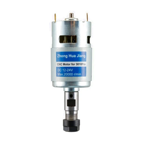Zhong Hua Jiang 20000RPM 775 CNC Spindle Motor with 5mm ER11 Extension Shaft, Longer Working Life, DC 12-24V, High Power, Low Noise, Electrical DC Motor for 3018/3018 PRO CNC Router Machine