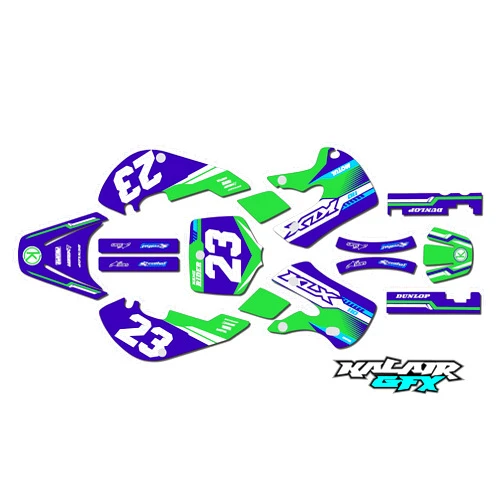 Kalair GFX Graphics Kit for Kawasaki KLX 110 (2002-2009) Viper Series Green Purple 9 Mil-Dirt Pit Bike Motorcycle Stickers,Dirtbike Racing Decal Automotive Motocross Accessories no Plastics