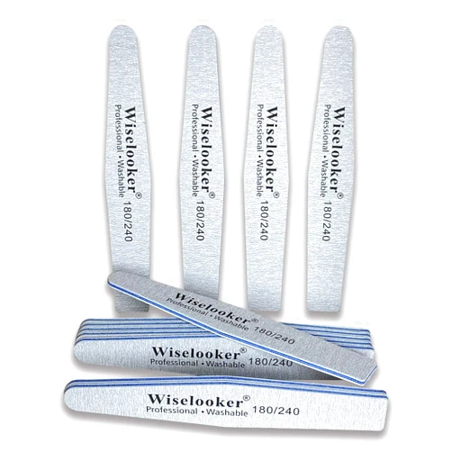 Wiselooker 12 Pack Zebra Nail File Professional Washable Emery Board 180/240 Grit for Acrylic Nails