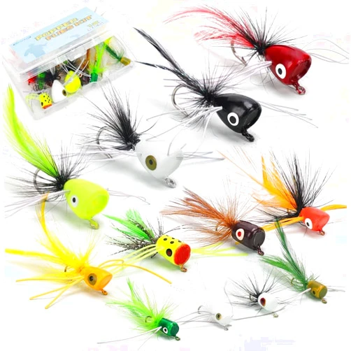 Ansnbo Fly Fishing Poppers Flies, Fly Popper Lures Bass Bluegill Crappie Trout Salmon Panfish Perch Popper Flies Kit for Fly Fishing